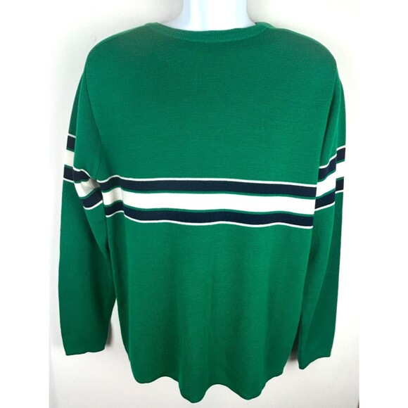 Vintage Christopher Rand Green with White Blue Chest Stripe Pullover Sweater M - Picture 4 of 12
